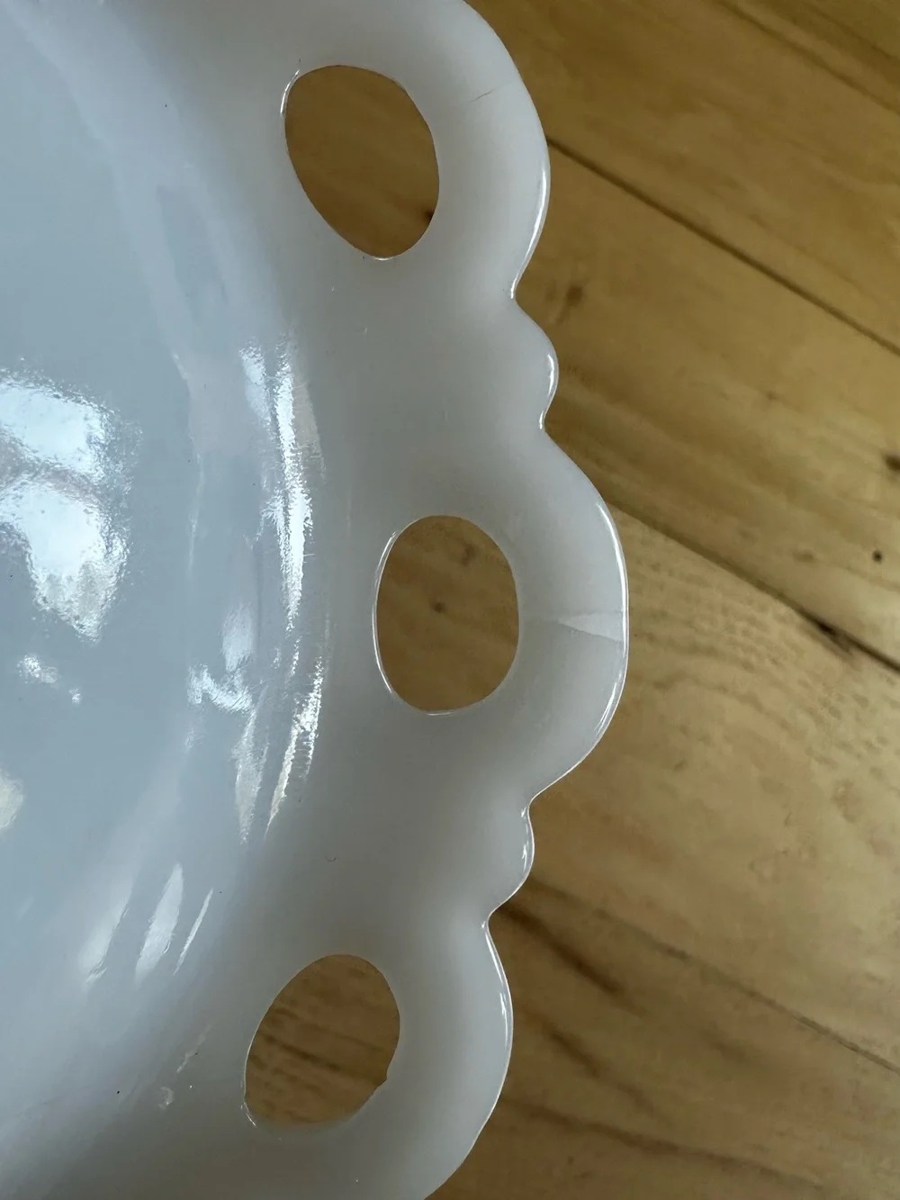 Anchor Hocking White Milk Glass Loop-Edge Serving Bowl